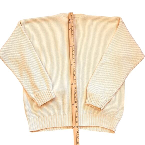 Vintage Eddie Bauer Sweater Mens Large Cream Cardigan Knit Button Front Grandpa - Picture 6 of 8